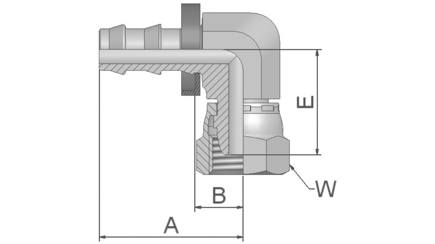 Parker Hydraulic Swivel 3/8 in Hose to M16 Female, 39C82-10-6B