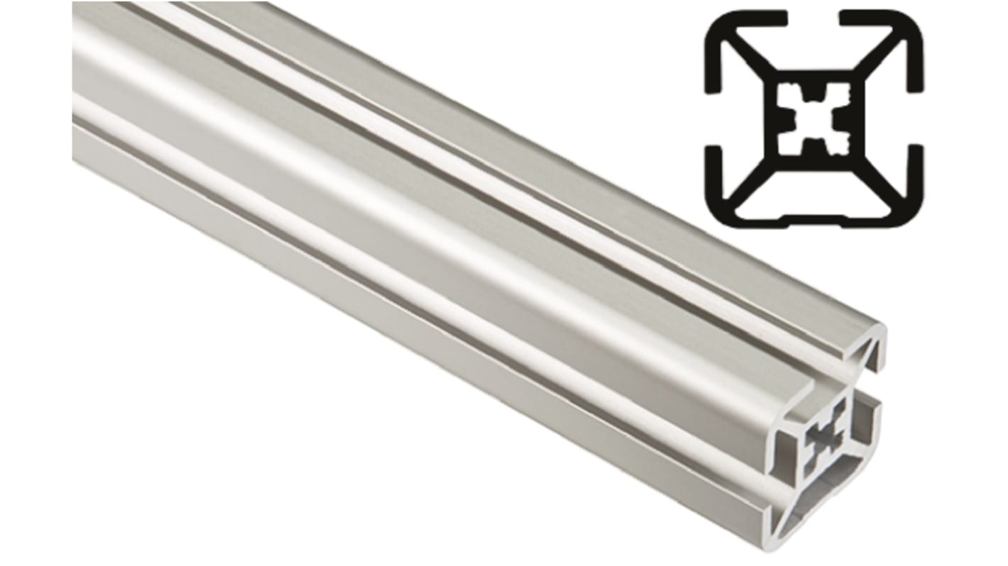 FlexLink Silver Aluminium Profile Strut, 30 x 30 mm, 7.2mm Groove, 3000mm Length, Series XF