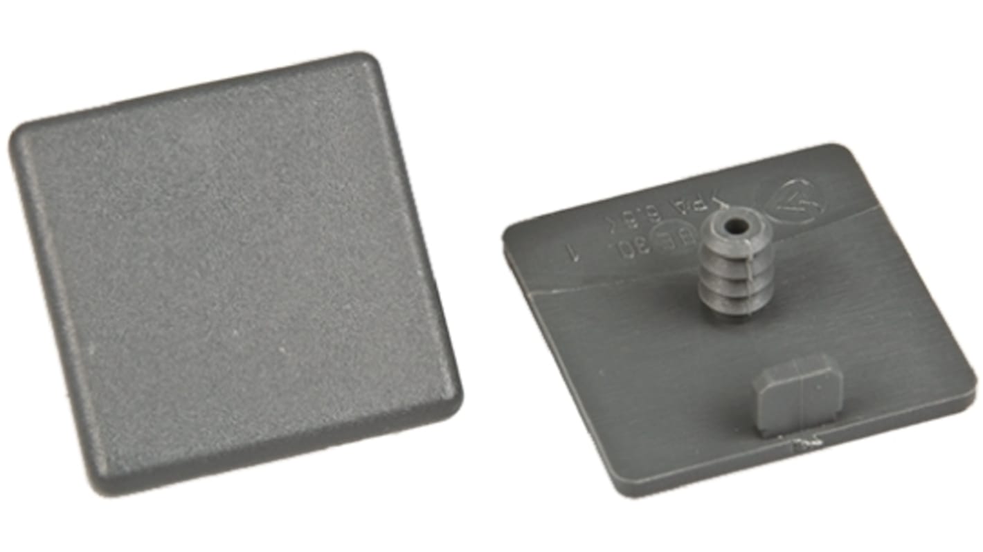 FlexLink Grey Square End Cap, 30 mm Strut Profile, 7.2mm Groove