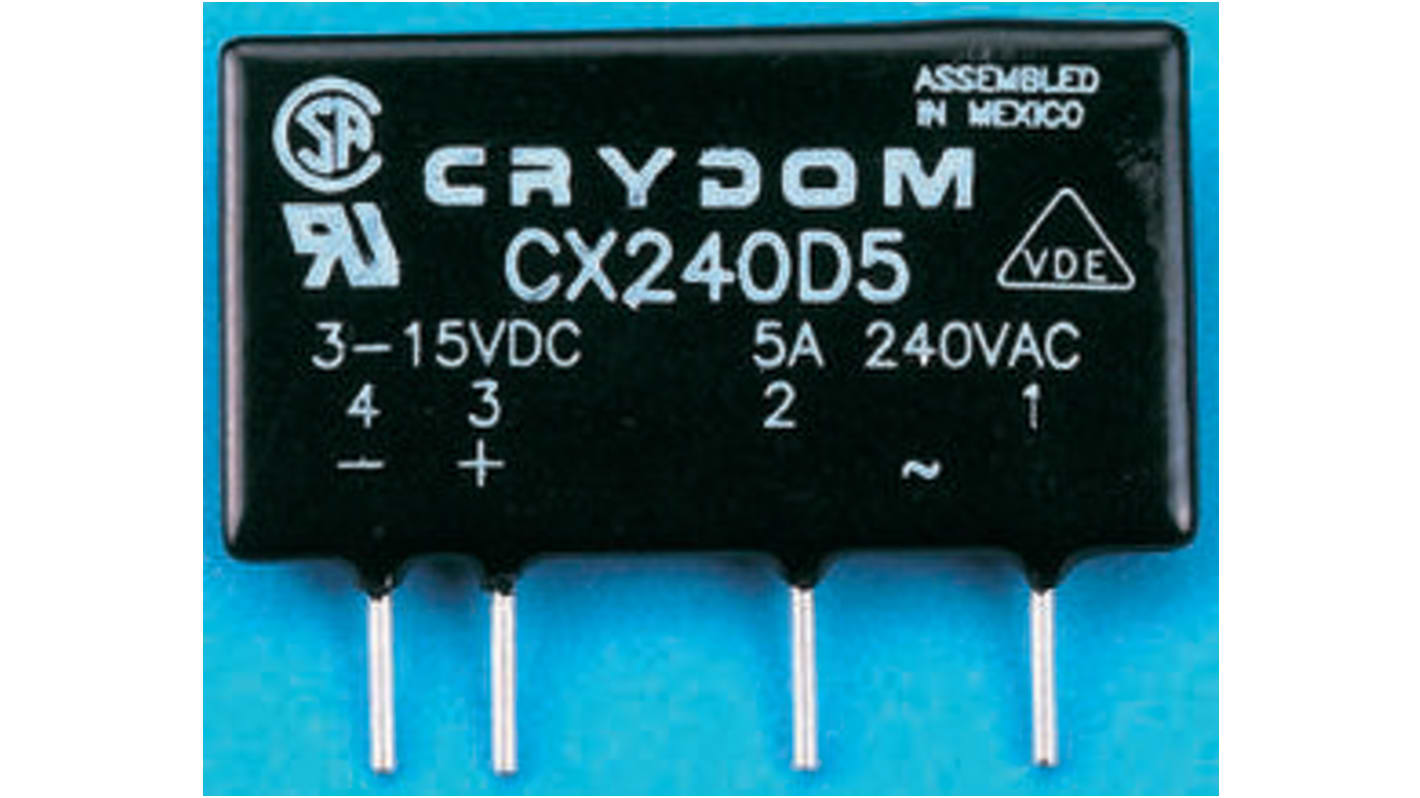 Sensata / Crydom Solid State Relay, 5 A Load, PCB Mount, 530 V rms Load, 15 V dc Control