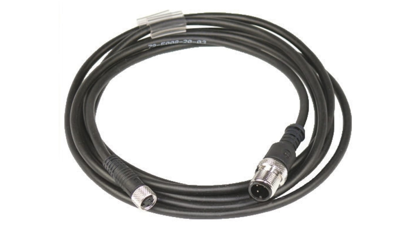 Cable de conexión binder, con. A M8 Hembra, 3 polos, con. B M12 Macho, 3 polos, cod.: A, long. 2m