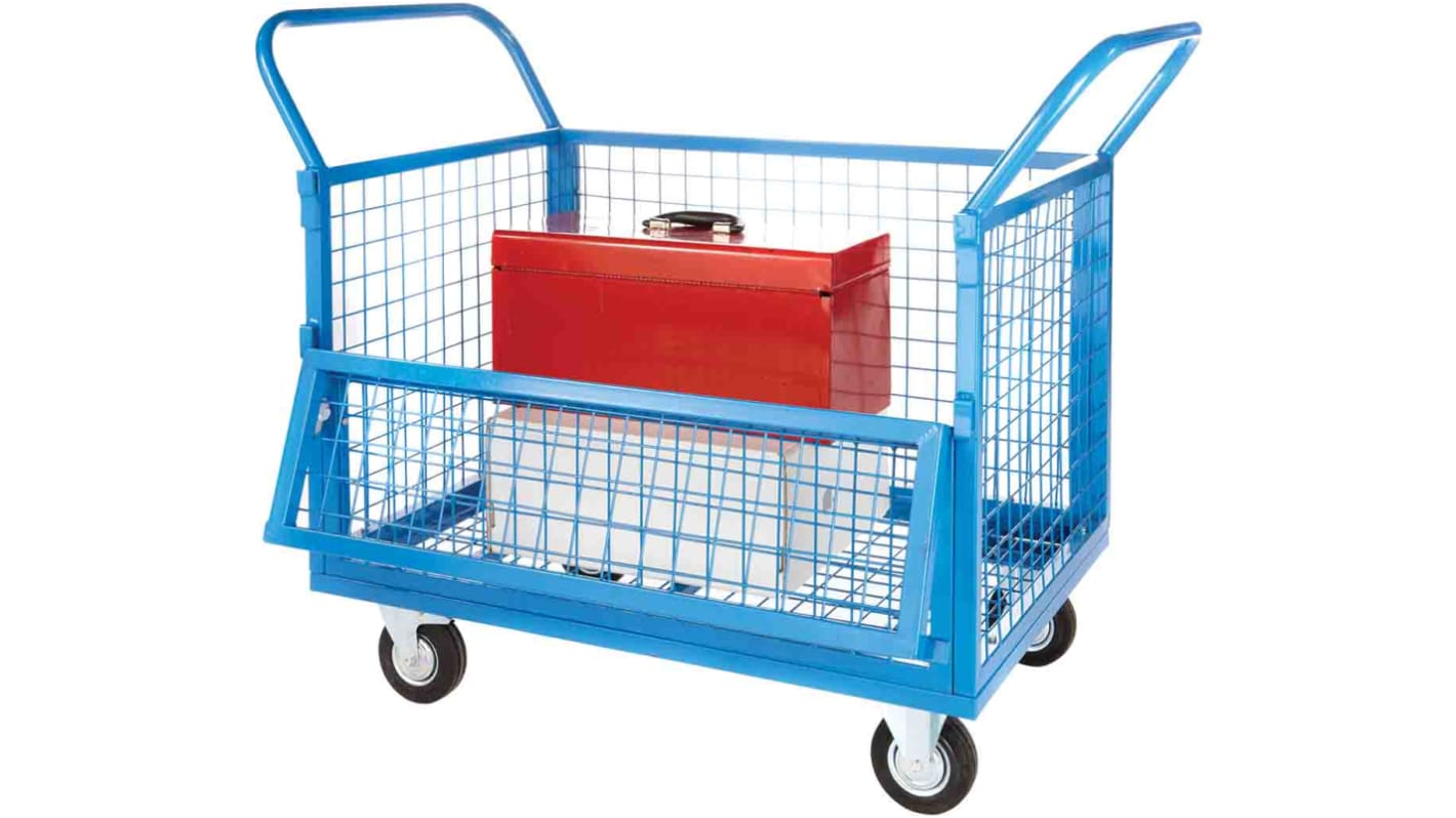 RS PRO Steel Mesh Sided Trolley, 900 x 600mm, 250kg Load