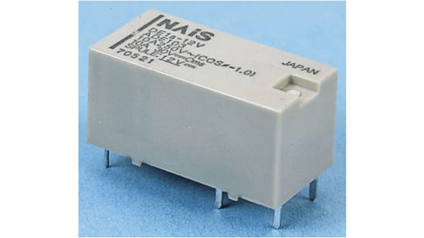 Panasonic PCB Mount Power Relay, 12V dc Coil, DPST