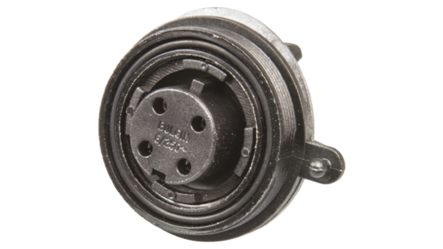 Conector circular Bulgin hembra serie Standard Buccaneer de 4 vías hembra, tamaño carcasa 38, Montaje en Panel, IP68