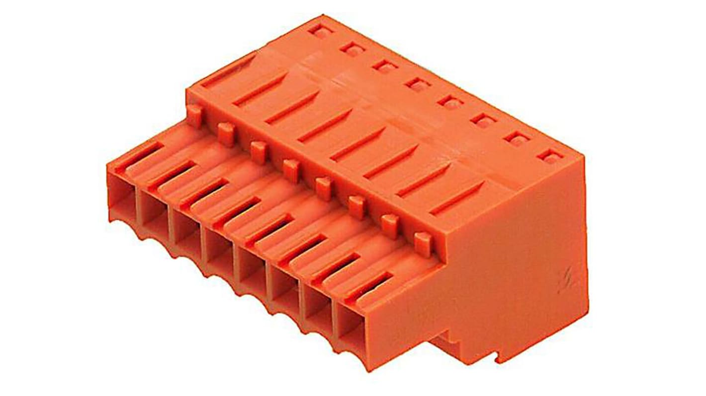 Weidmüller 3.5mm Pitch 8 Way Pluggable Terminal Block, Plug, Cable Mount, Crimp Termination