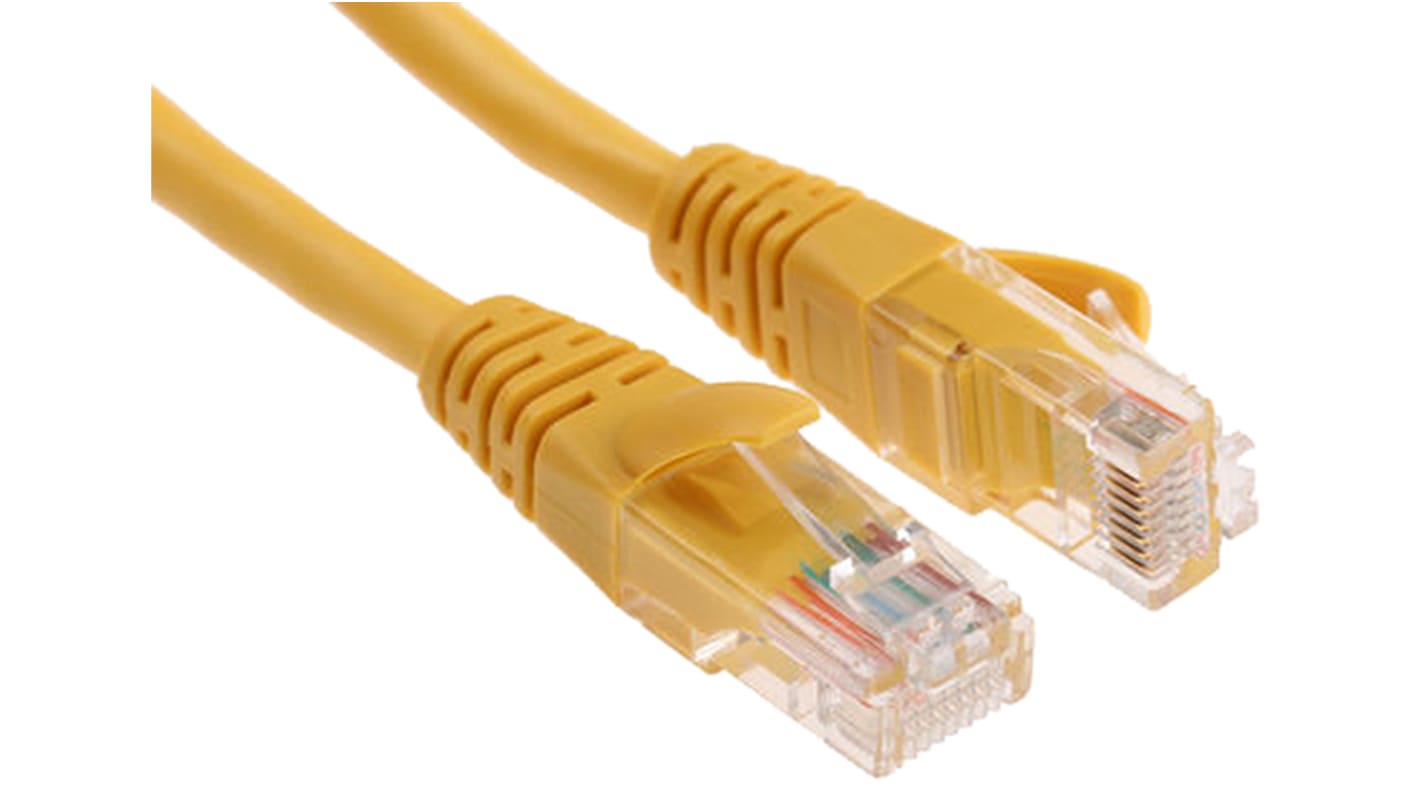 Decelect Cat5e Male RJ45 to Male RJ45 Ethernet Cable, U/UTP, Yellow PVC Sheath, 3m