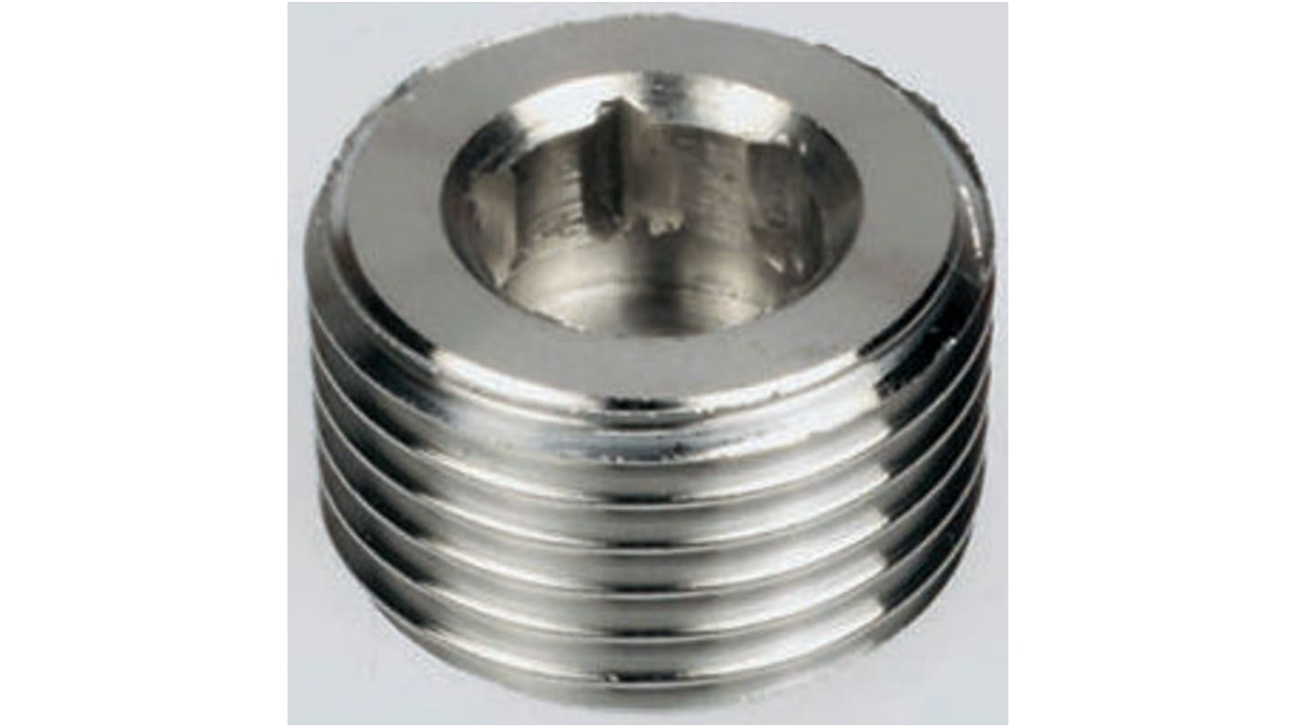 Legris Stainless Steel Pipe Fitting Hexagon Plug, Male R 1/8in