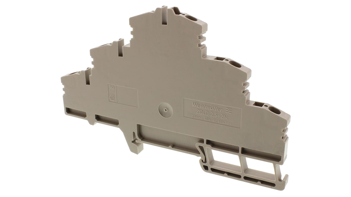 1782300000 Weidmuller ZDLD Series Brown DIN Rail Terminal Block, 2.5mm², TripleLevel, Clamp