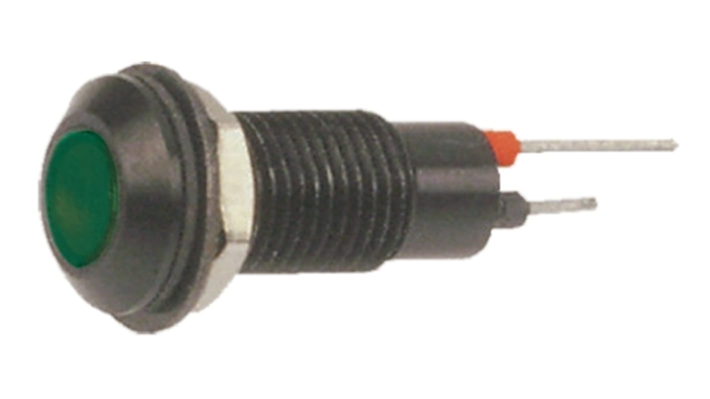 Marl パイロットランプ, 12V dc, 緑, 実装ホールサイズ:6.4mm, 612-324-21