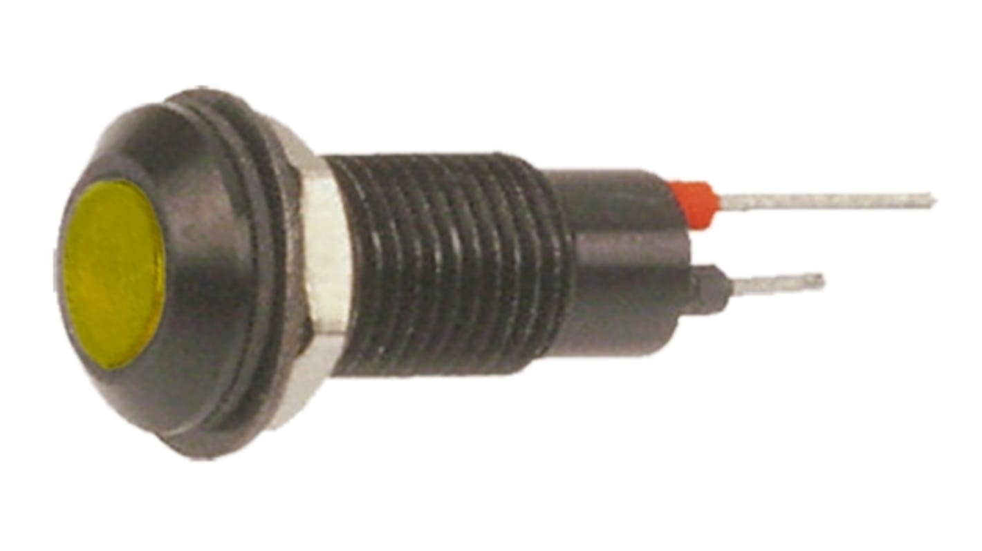 Marl パイロットランプ, 12V dc, 黄, 実装ホールサイズ:6.4mm, 612-325-21