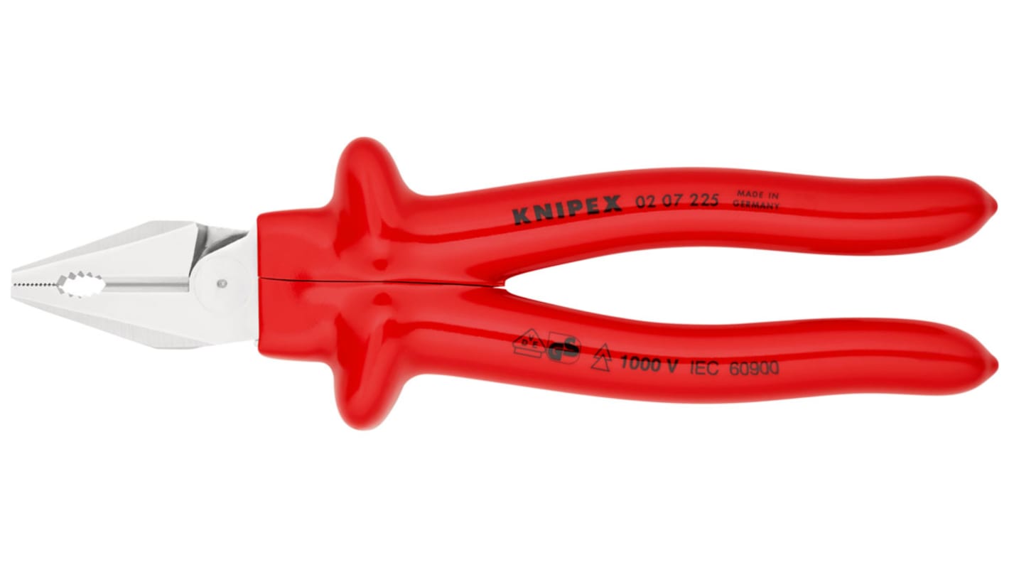 Knipex Combination Pliers, 225 mm Overall, Straight Tip, VDE/1000V