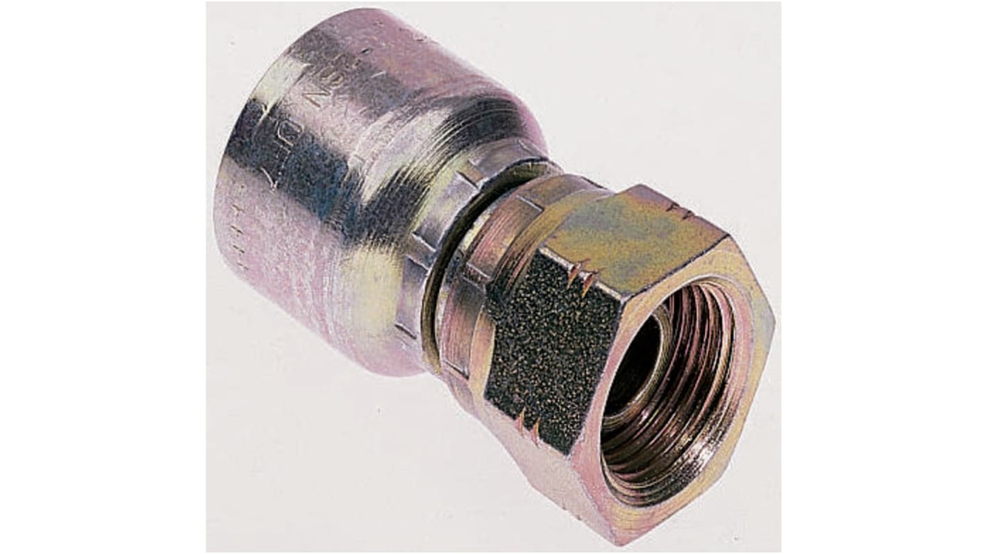 BSP 1/4 Female Straight Steel Crimped Hose Fitting, 400 bar