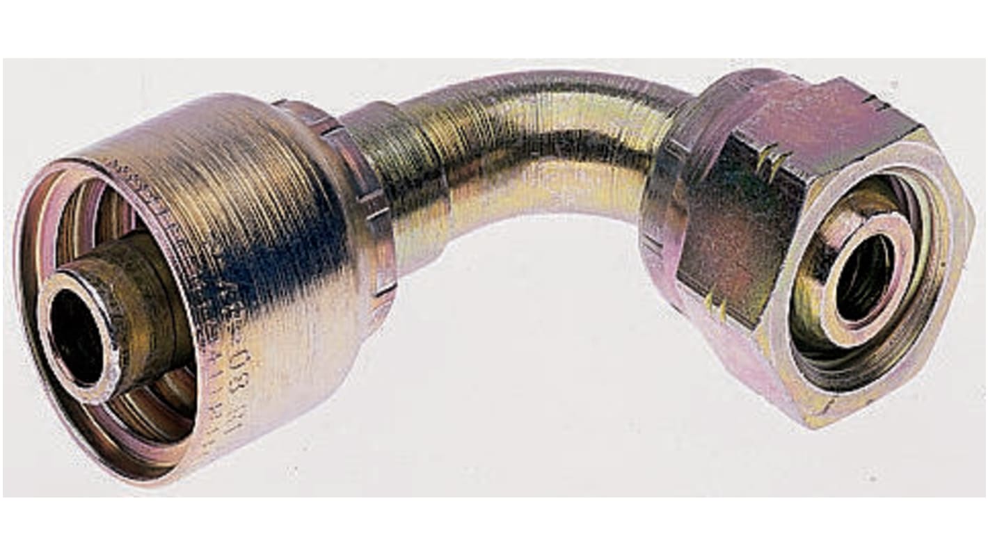 BSP 3/4 Female 90° Steel Crimped Hose Fitting, 215 bar