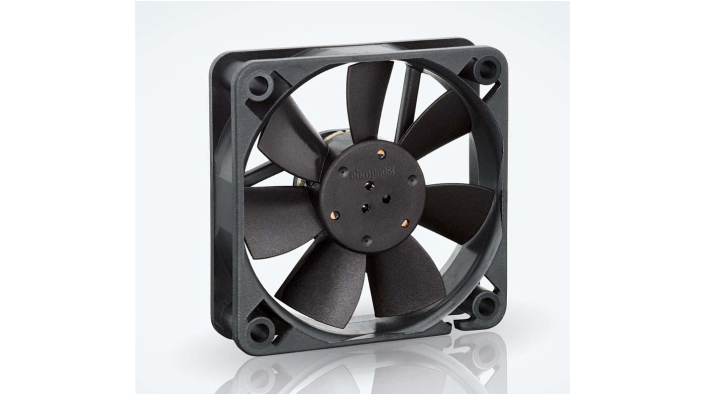 ebm-papst 600 F Series Axial Fan, 24 V dc, DC Operation, 29m³/h, 1.1W, 46mA Max, IP20, 60 x 60 x 15mm