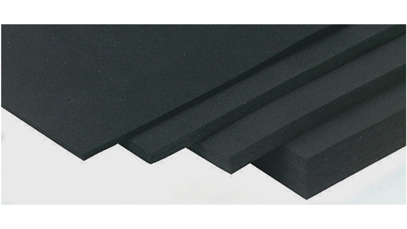 Lámina de caucho de EPDM Negro RS PRO, densidad 1.13g/cm³, 1.2m x 1.2m x 3mm