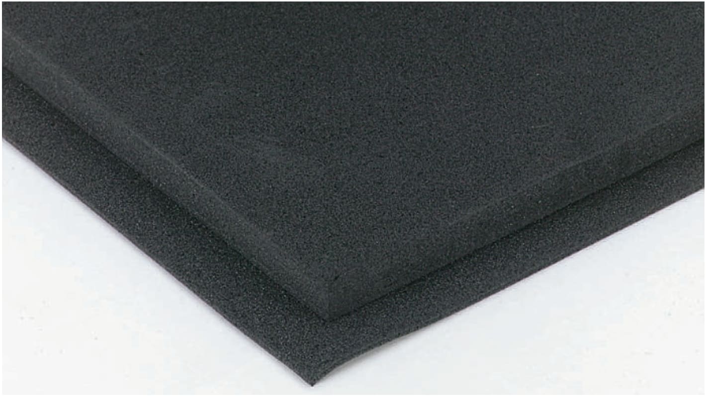 RS PRO Gummimatte Polyethylen, Schwarz, 1m x 3mm x 2m 45kg/m³ selbstklebend