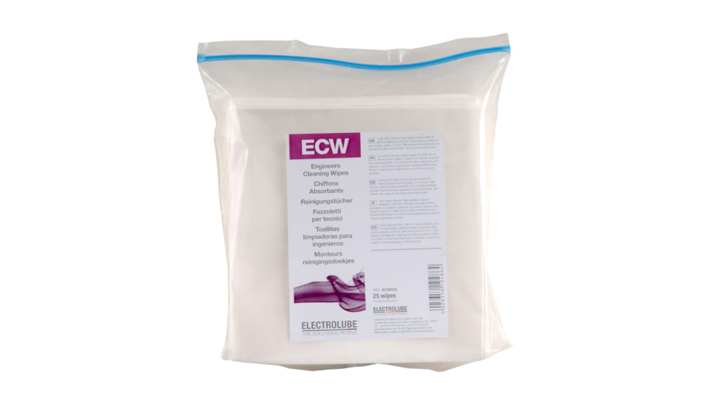 Salviette Monouso a secco Electrolube ECW, col. Bianco, conf. da 25 pz.