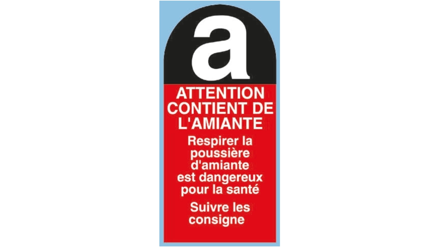 Étiquette de sécurité Noir/Rouge/Blanc, "Danger Amiante"