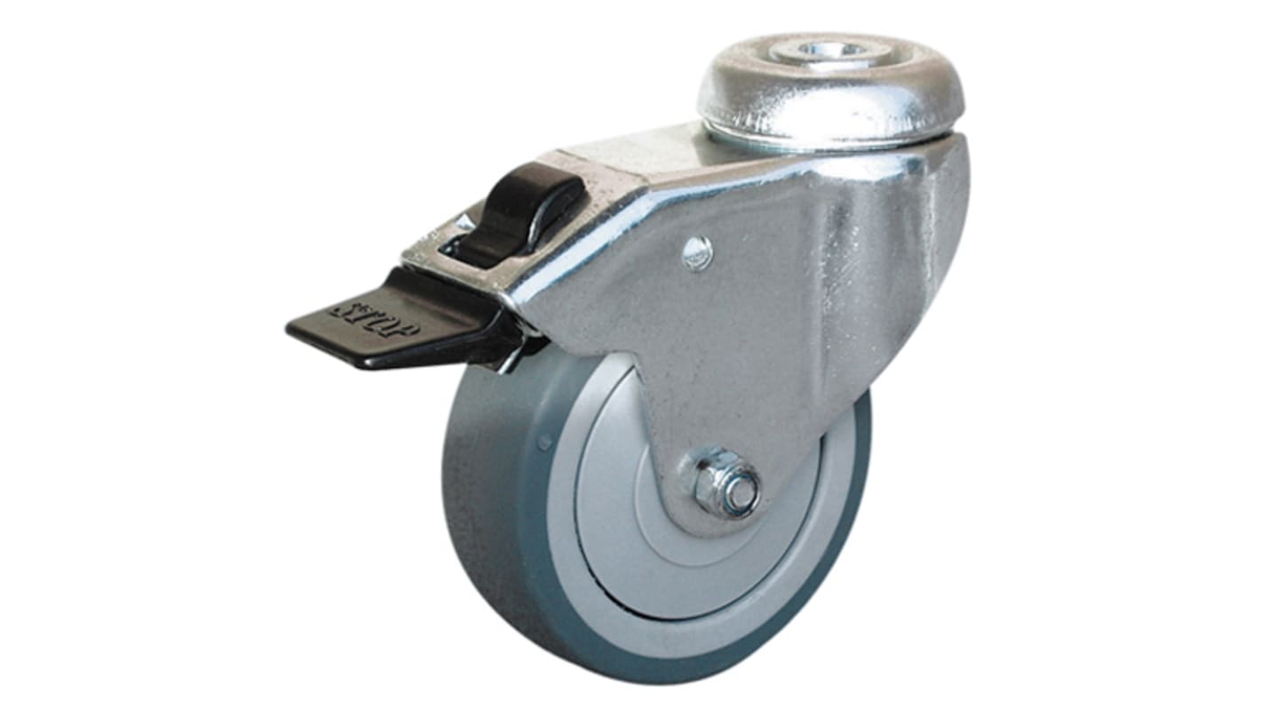 Roulette industrielle Pivotant avec frein Guitel Hervieu, Acier galvanisé, Ø 75mm, 60kg