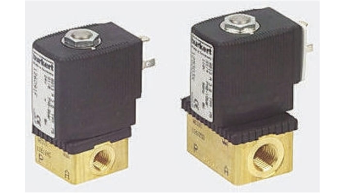 Válvula de solenoide Burkert 6013 de 2 puertos, Hembra G de 1/8 pulg., Directo, NC de 110 Vac