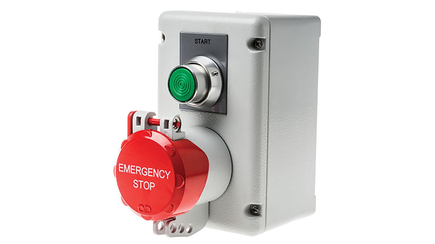 Craig & Derricott Momentary (Start), Pull to Reset (Stop) Push Button Control Station - SPDT, Die Cast Aluminium,