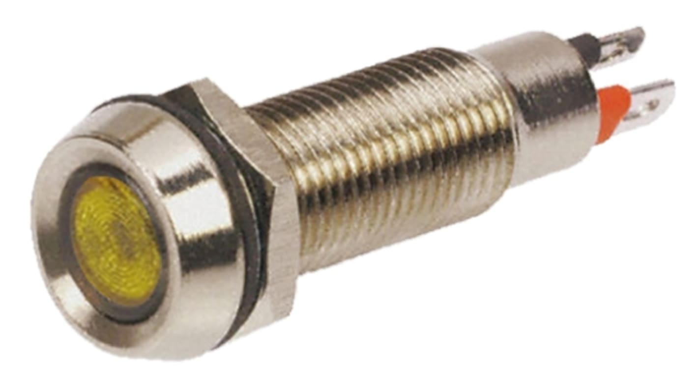 Marl パイロットランプ, 12V dc, 黄, 実装ホールサイズ:8.1mm, 508-521-21