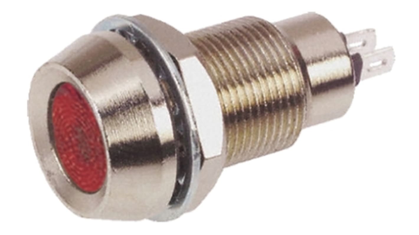 Marl Red Indicator, 110V ac, 12.7mm Mounting Hole Size, Solder Tab Termination