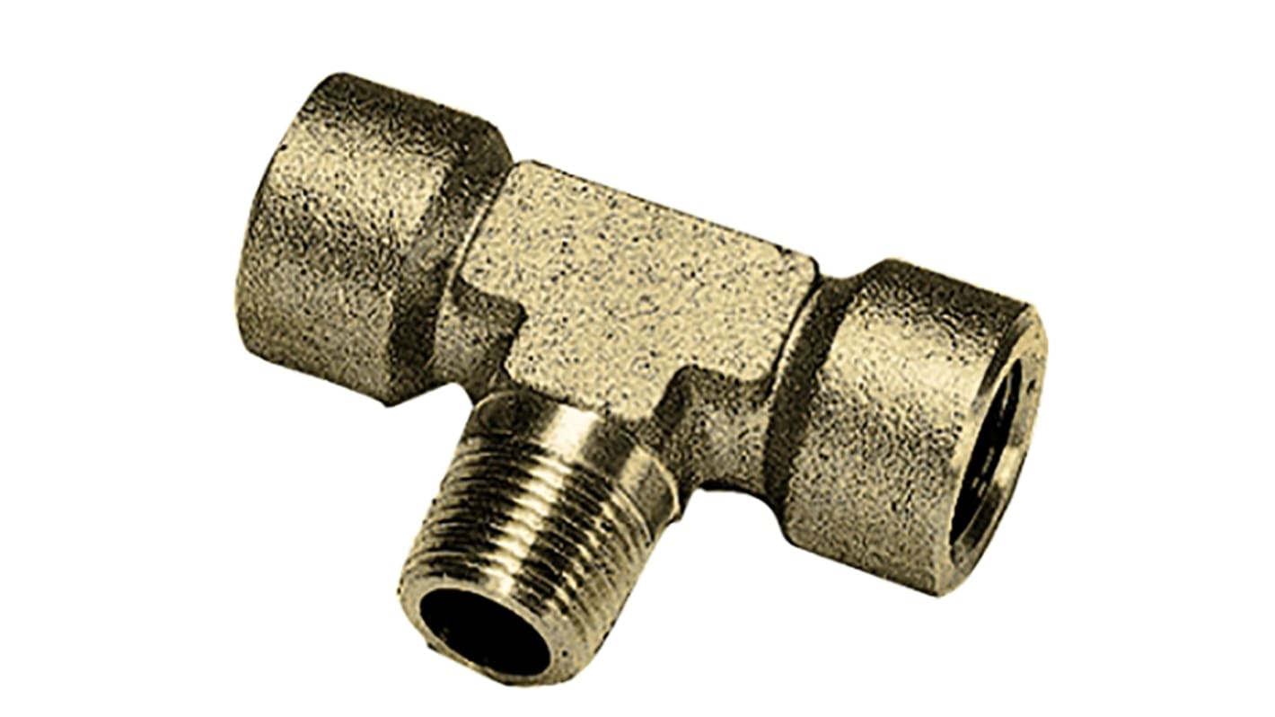 Legris Brass Pipe Fitting, Tee Threaded Branch Tee, Female BSPP 3/8in to Female BSPP 3/8in