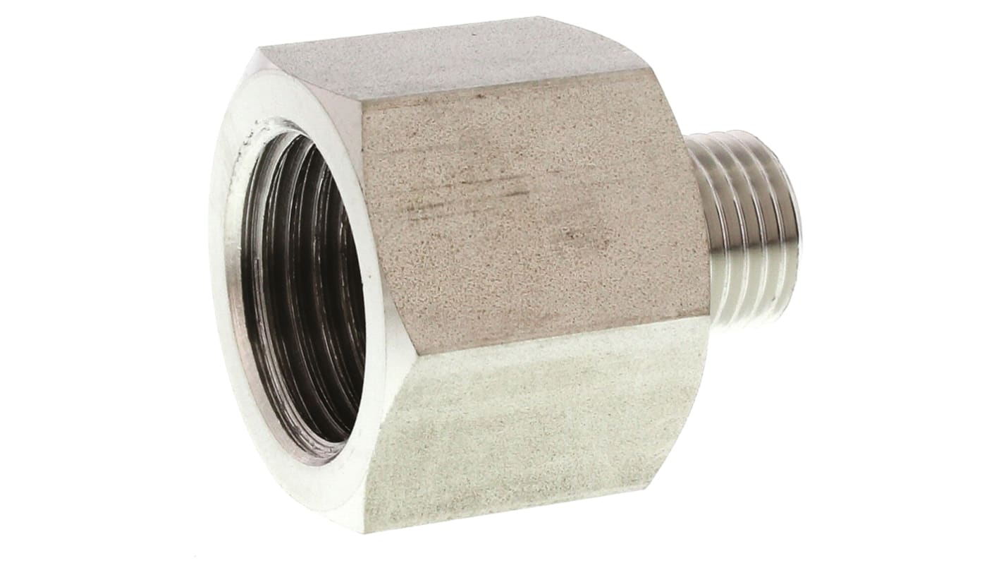 Legris Stainless Steel Pipe Fitting, Straight Hexagon Increaser, Male R 1/4in x Female G 1/2in
