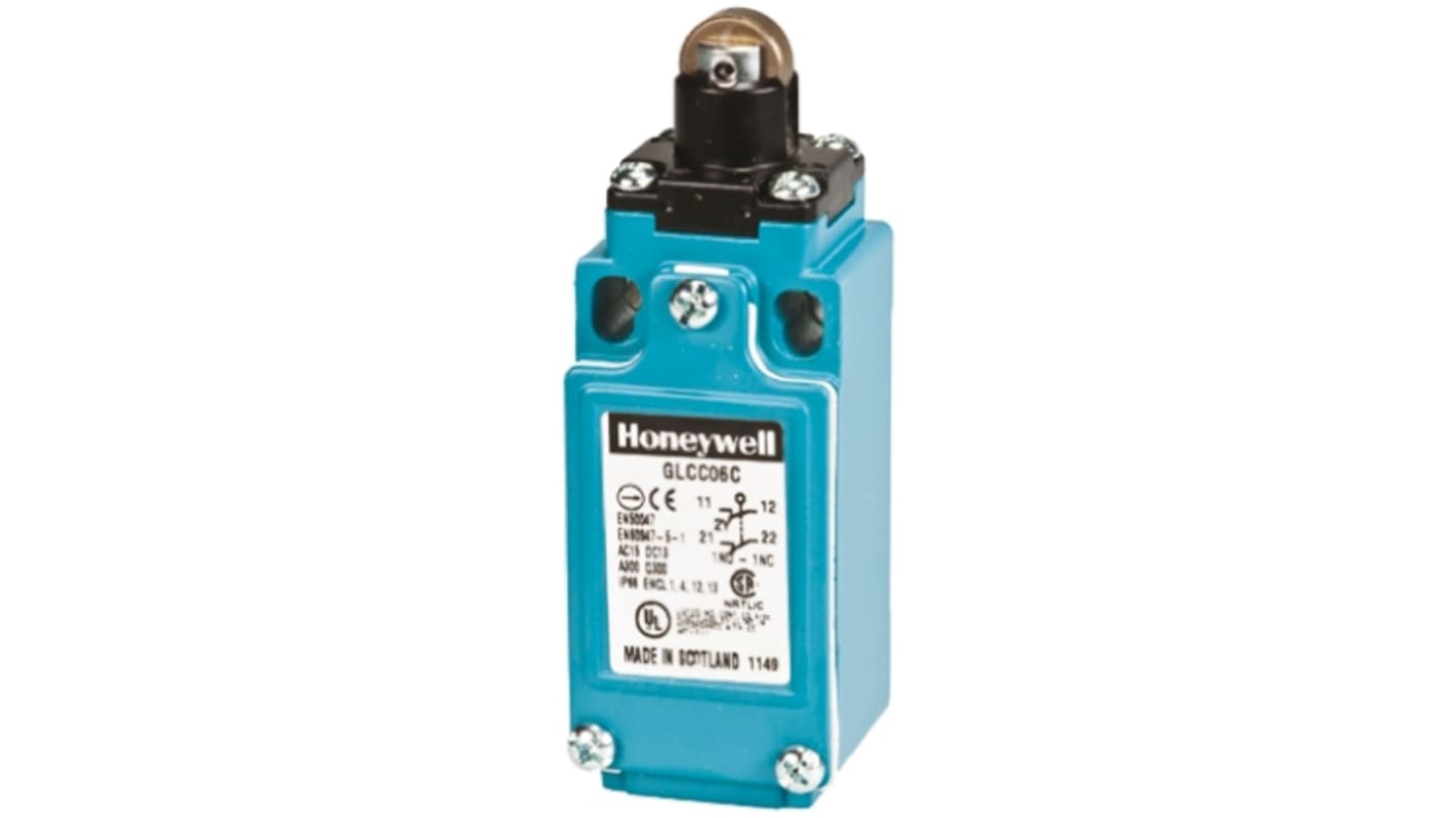 Final de carrera con Pulsador con roldana Honeywell GLC, DPST 2 NC, 2 NC, 300V, 10A, IP66