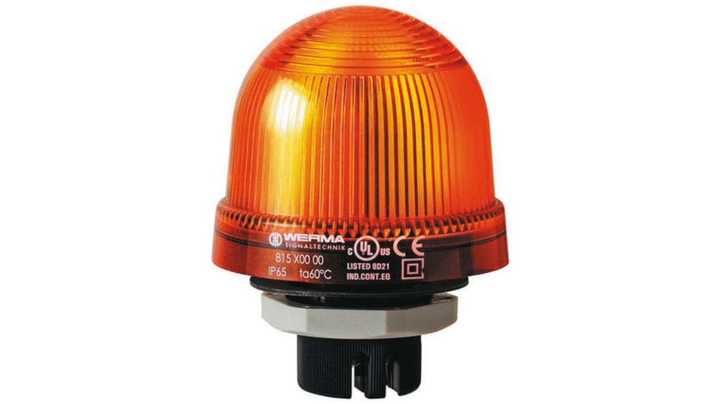 Werma EM 815 Series Yellow Steady Beacon, 12 → 240 V ac/dc, Panel Mount, Incandescent Bulb, IP65