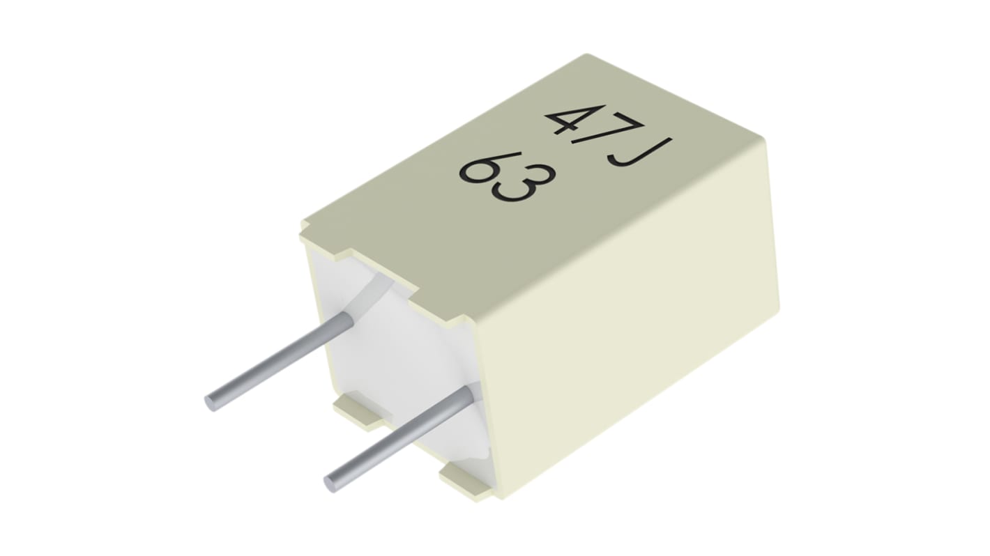 Condensador de película KEMET, 10nF, ±5%, 63 V ac, 100 V dc, Montaje en orificio pasante