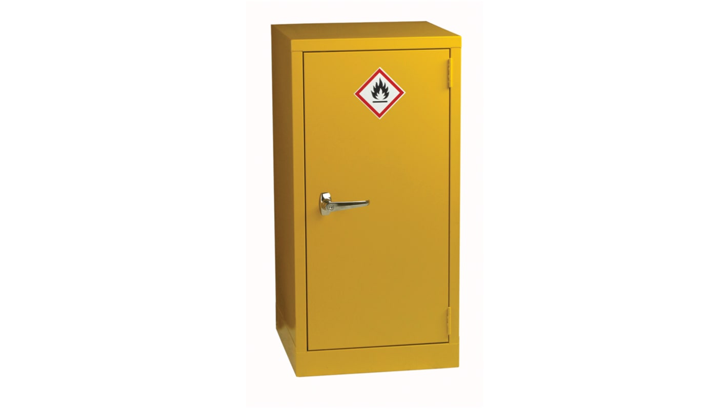 RS PRO Yellow Steel Lockable 1 Door Hazardous Substance Cabinet, 915mm x 459mm x 459mm