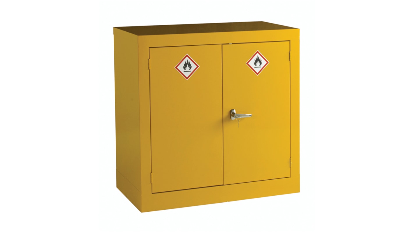 RS PRO Yellow Steel Lockable 2 Door Hazardous Substance 915mm
