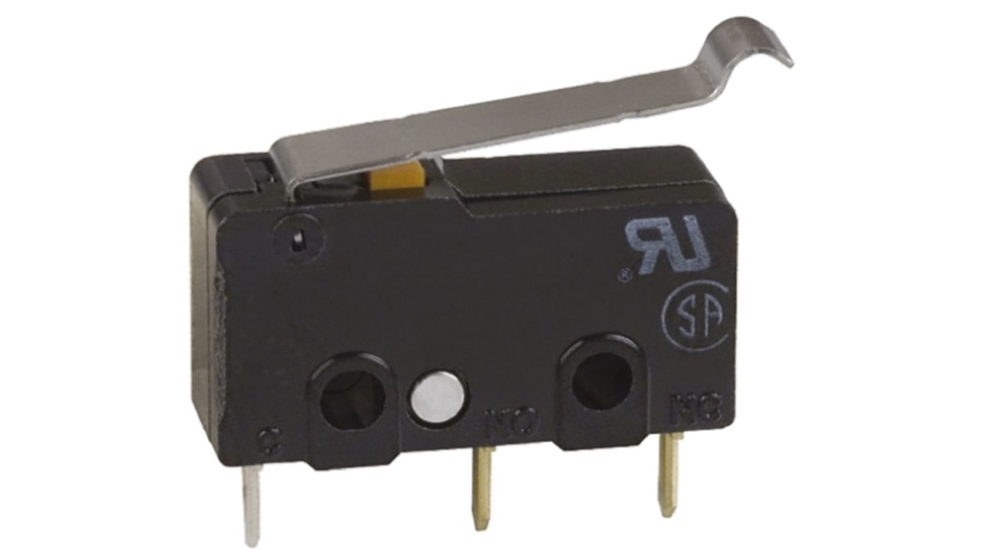 Microinterruttore, Omron, SPDT, 100 mA a 30 V cc, IP40, per PCB