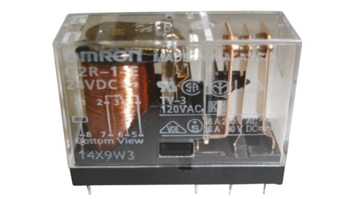 Omron パワーリレー 24V dc, 1c接点 基板実装タイプ