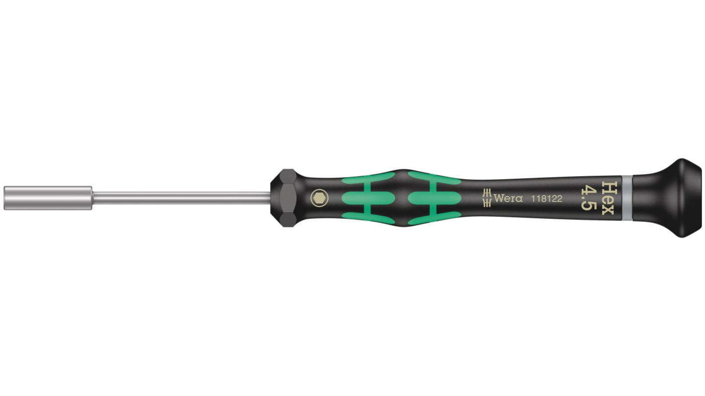 Wera 4.5 mm Präzision Sechskant Steckschlüssel-Schraubendreher, Länge 157 mm / Klinge 60 mm