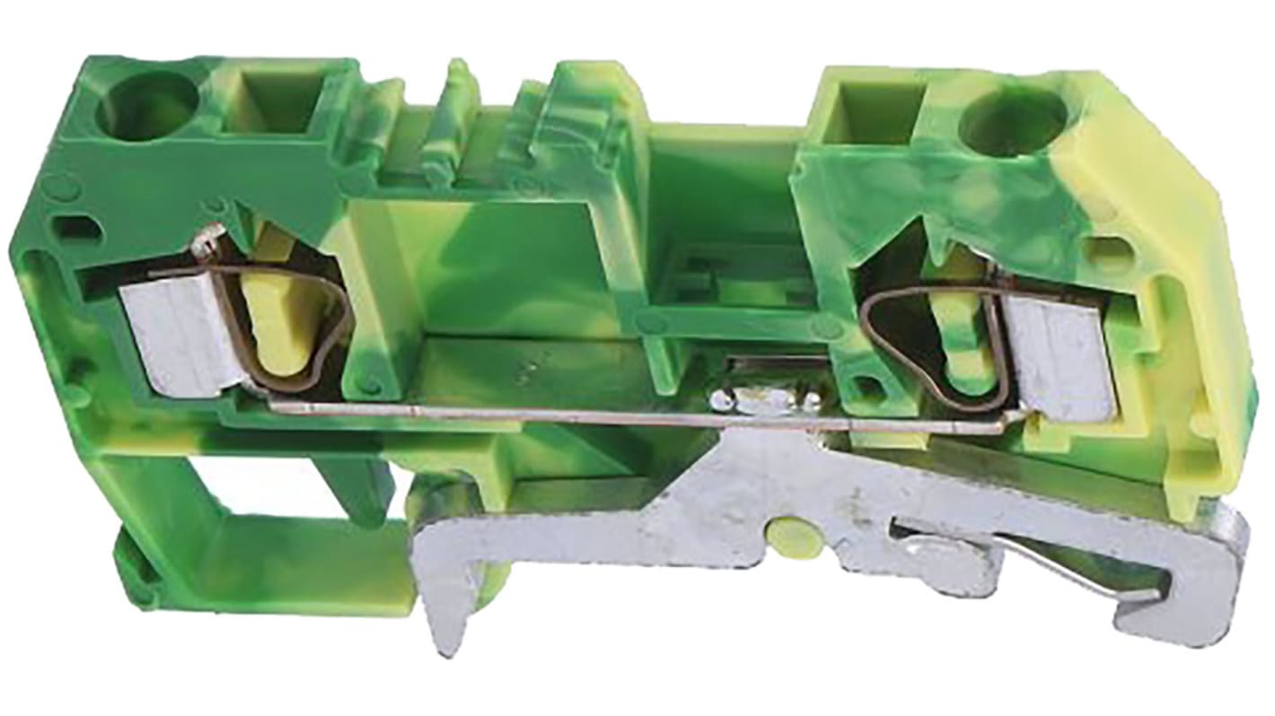 Wago 281 Series Green/Yellow Earth Terminal Block, 4mm², Single-Level, Cage Clamp Termination