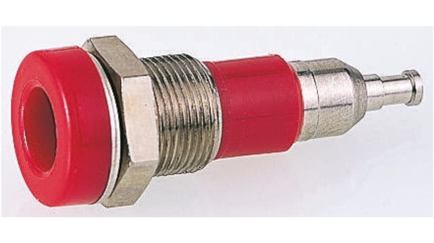 Staubli Red Female Banana Socket, 4 mm Connector, Solder Termination, 25A, 30 V, 60V dc, Alloy Plating