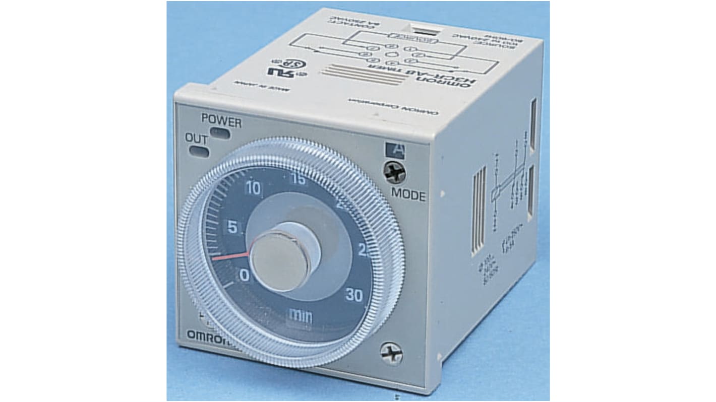 Omron タイマーリレー A, B, B2, C, D, E 100 → 125 V dc, 100 → 240V ac DINレール