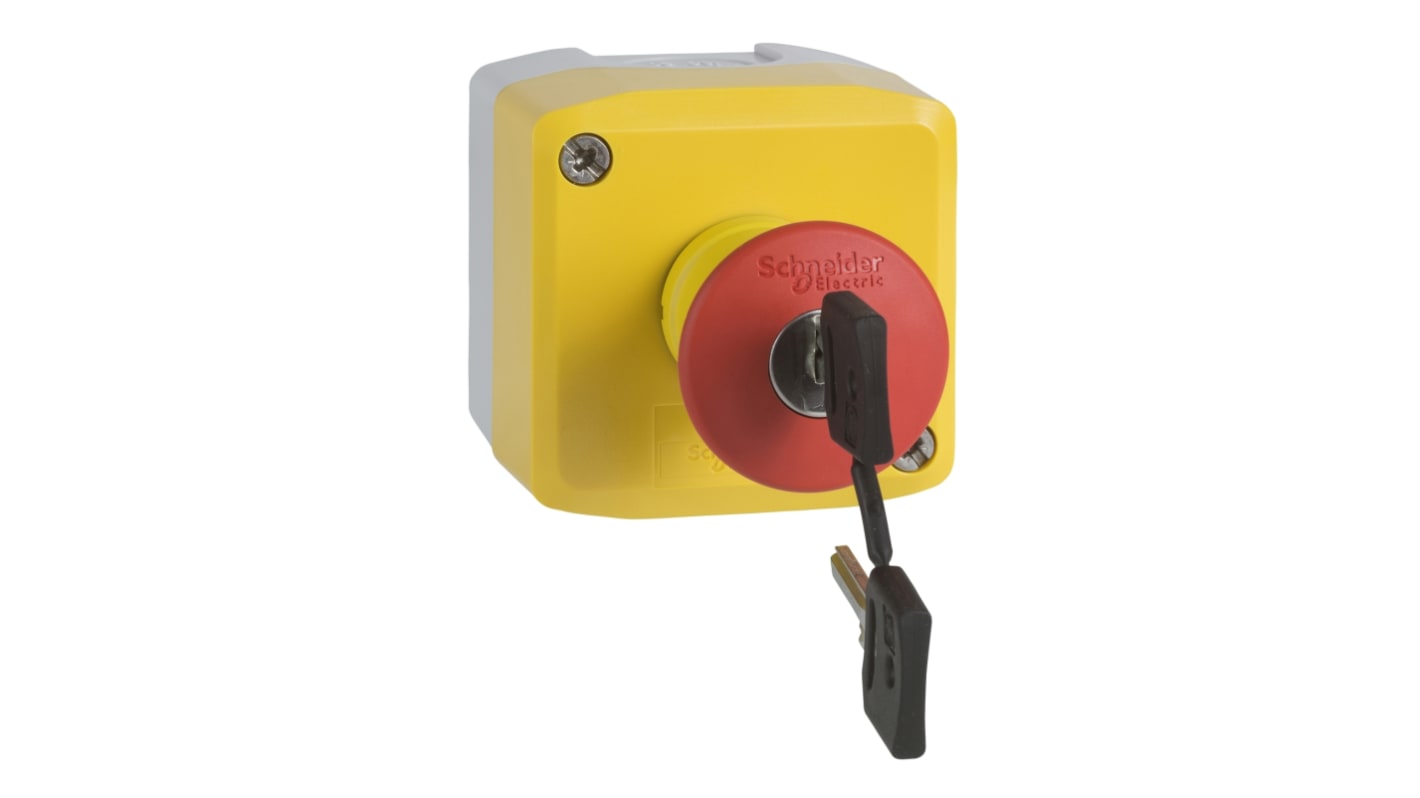 Schneider Electric Harmony XALK Series Key Release Emergency Stop Push Button, Surface Mount, 1NO + 2NC, IP66, IP67,