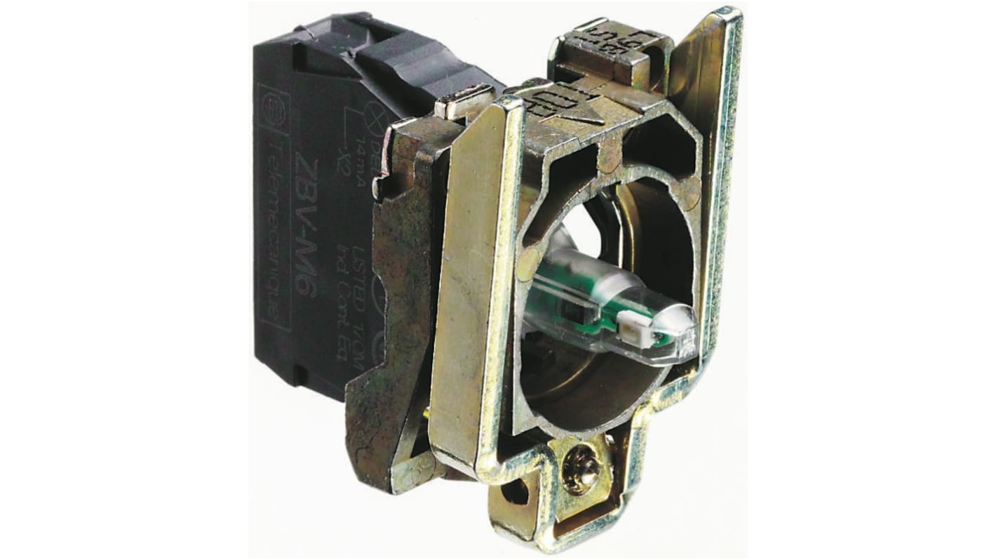 Bloque luminoso y portador Schneider Electric ZB4BVG6, LED, 110 → 120V, terminal Roscado