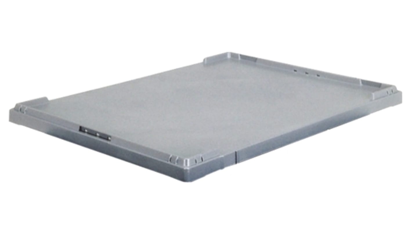 Tapa de caja de almacenamiento Schoeller Allibert de PE Gris, 33mm x 600mm x 800mm