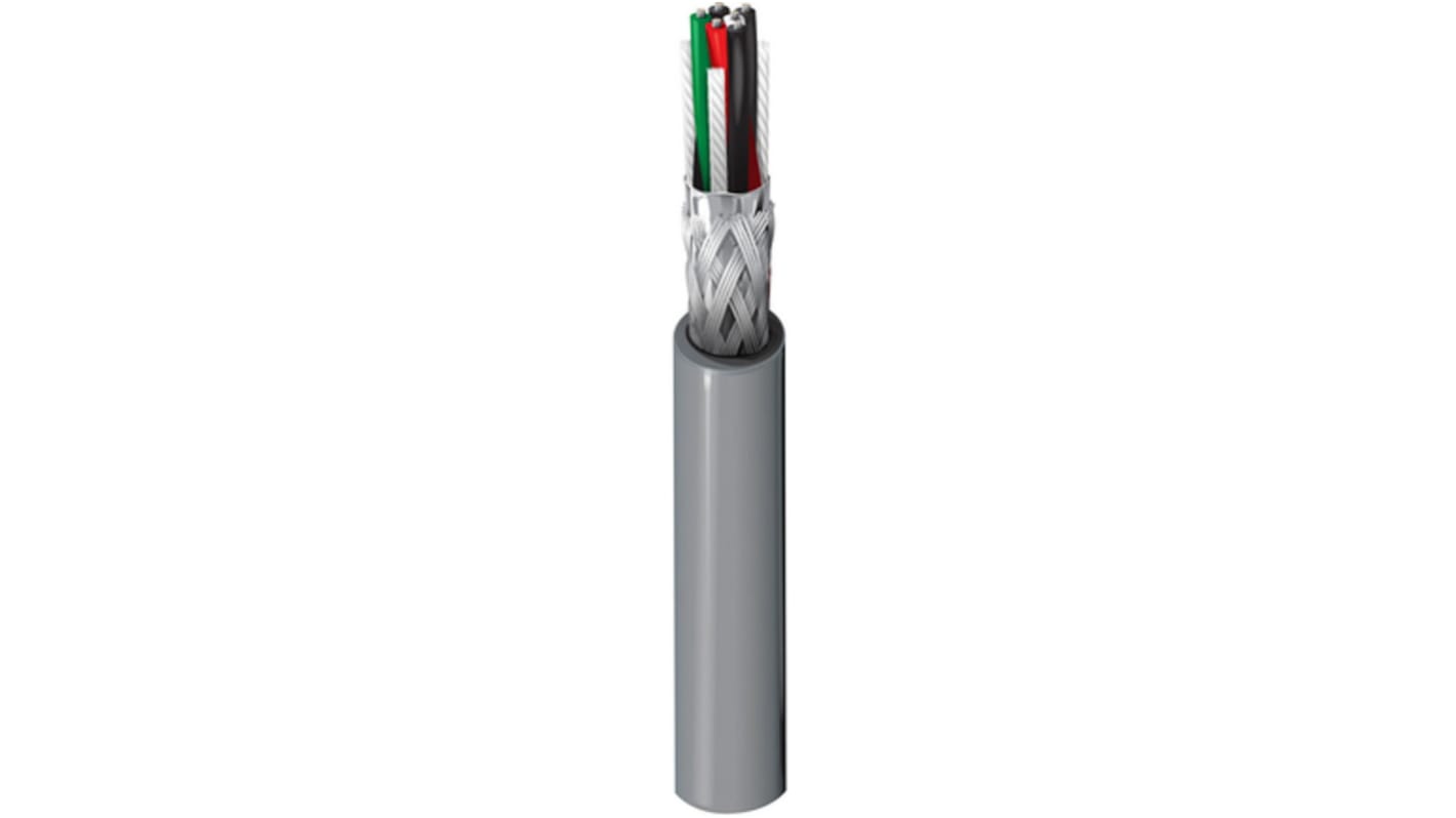 Cable de datos apantallado RS-485 Belden 9843 de 6 conductores, 3 pares, 0,2 mm², 24 AWG, long. 152m, Ø ext. 9.14mm,