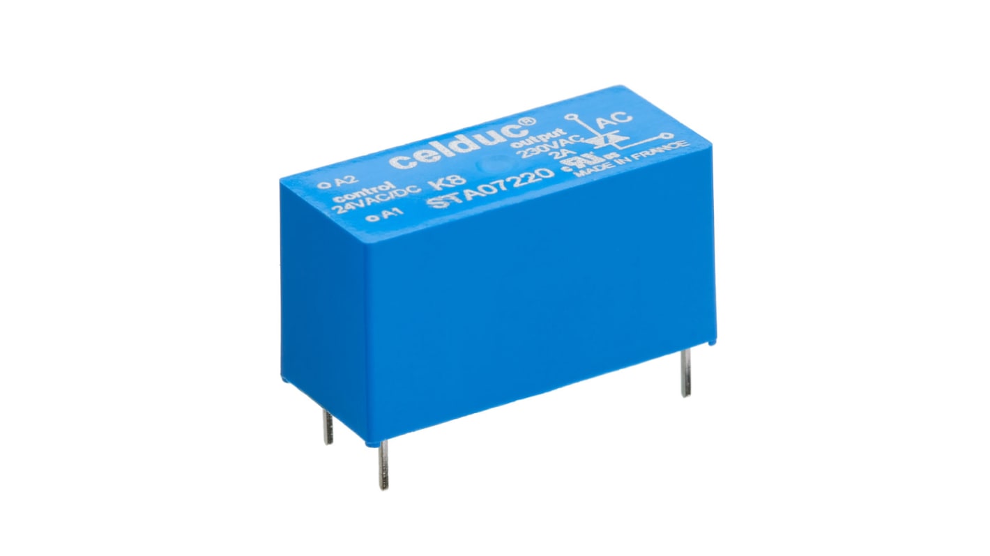 Celduc SP-ST-SL Series Solid State Relay, 2 A Load, PCB Mount, 275 V ac Load, 30V ac/dc Control