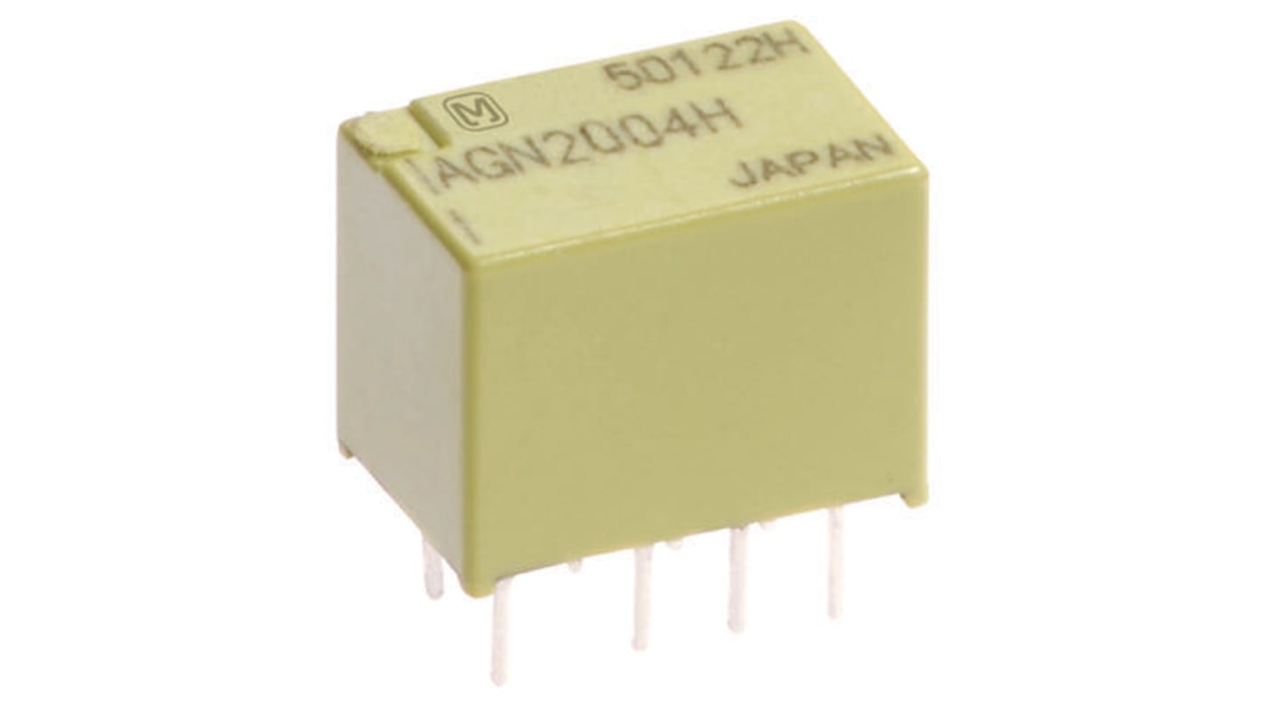 Panasonic PCB Mount Latching Signal Relay, 4.5V dc Coil, 1A Switching Current, DPDT