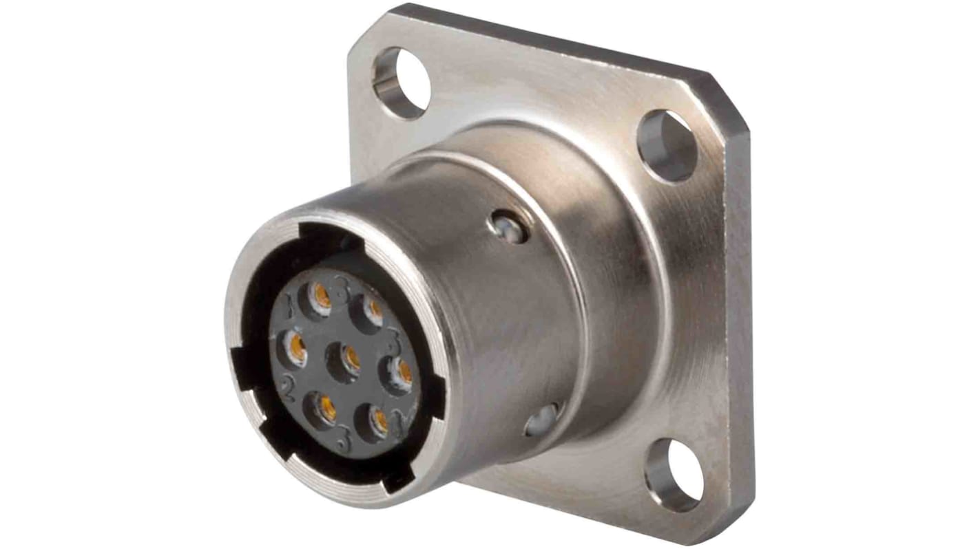 Jaeger Circular Connector, 7 Contacts, Panel Mount, Miniature Connector, Socket, Male, 7611 Series