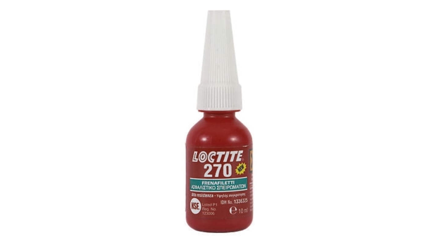 Sigillante per tubi (Liquido) Loctite 270, 10 ml, col. Verde, resistenza Elevata, Da -55 a +180 °C