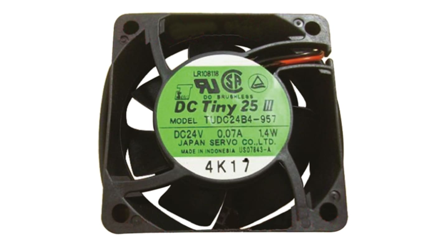 NIDEC ADVANCED MOTOR 軸流ファン 電源電圧：24 V dc, DC, 60 x 60 x 25.5mm, TUDC24B4