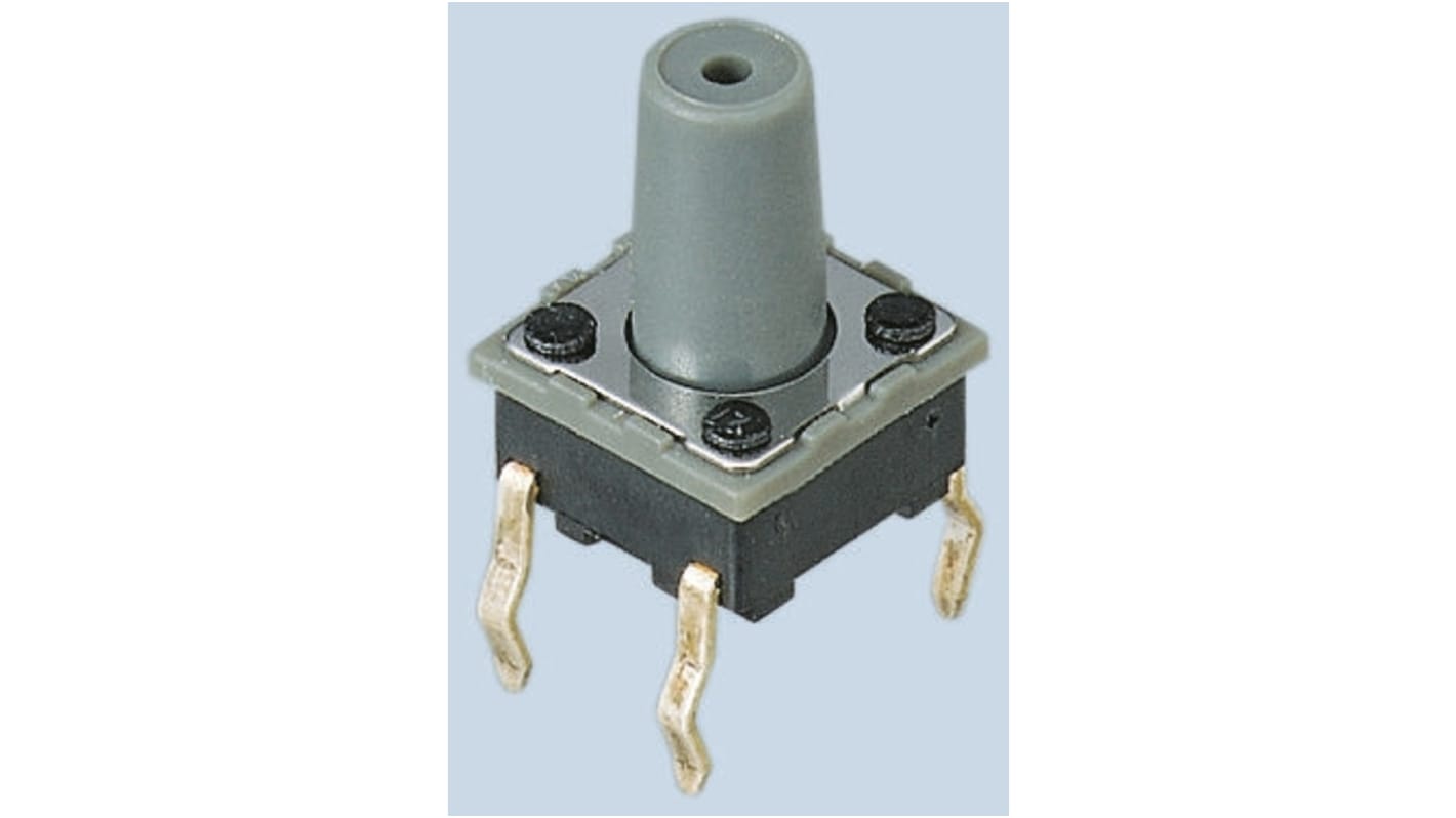 Grey Button Tactile Switch, SPST 50 mA @ 12 V dc 1.3mm